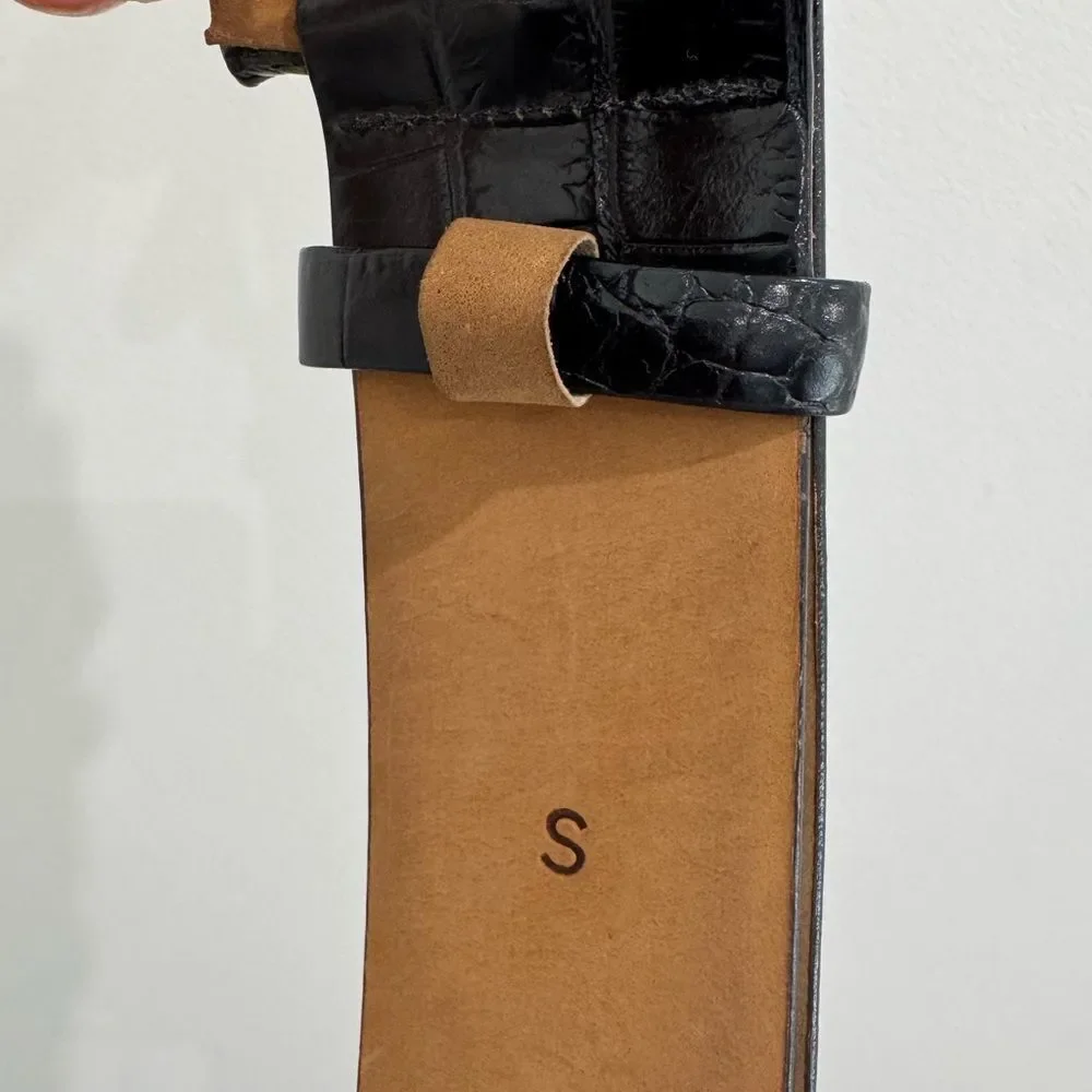 W.Kleinberg Black Croc Embossed genuine leather belt